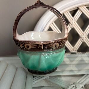 Vintage Czechoslovakian Pottery Basket